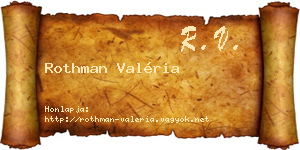 Rothman Valéria névjegykártya